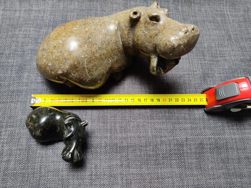 Set van 2 stenen nijlpaard beelden - Afrikaanse kunst, Antiek en Kunst, Ophalen of Verzenden, Steen of Keramiek, Beeld