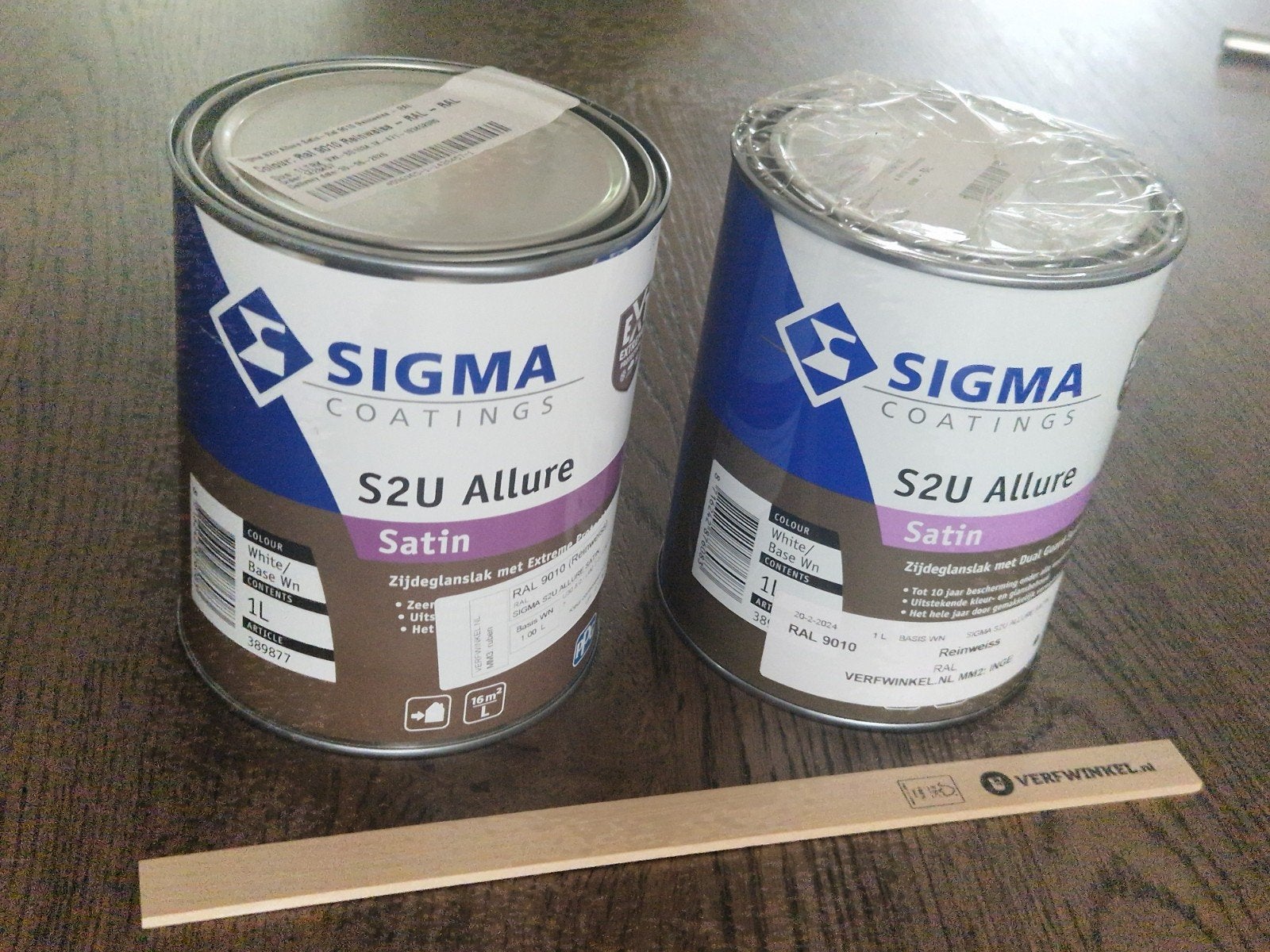 2 blikken Sigma S2U Allure Satin Zijdeglans RAL 9010, Wit, Nieuw, Ophalen of Verzenden, Lak
