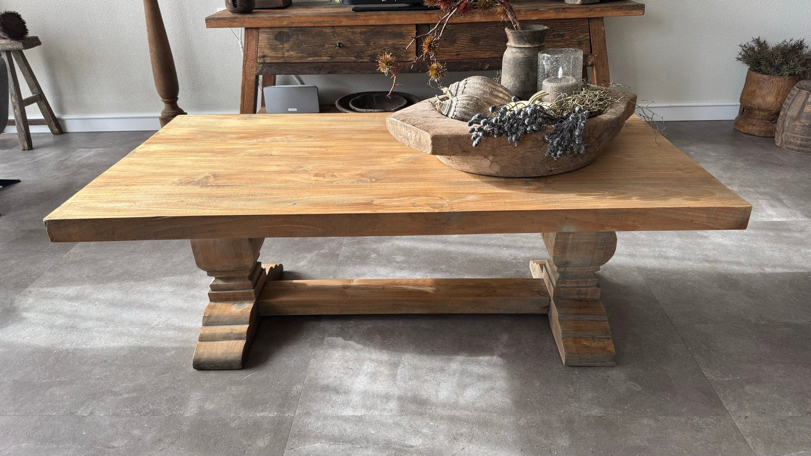 Stoere landelijke kloostertafel, Ophalen, Gebruikt, 100 tot 150 cm, 50 tot 100 cm