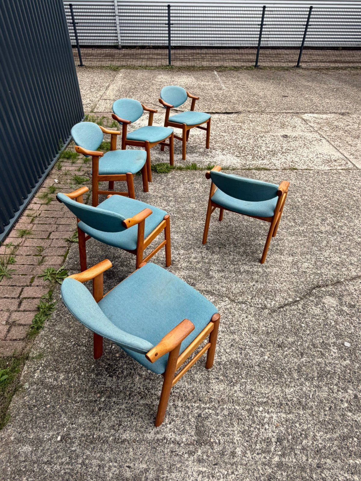 Vintage design stoelen teak 6 stuks eetkamerstoelen, Ophalen, F, Gebruikt, X