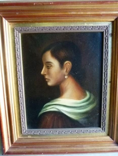 antiek portret Carmen naar J. Romero de Torres, Ophalen