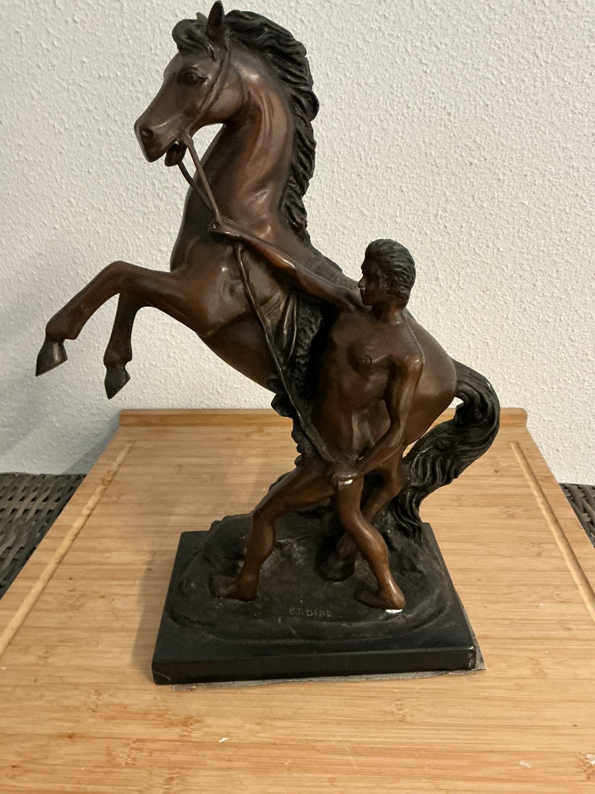 Man met paard bronze beeld, Antiek en Kunst, Ophalen of Verzenden, Brons