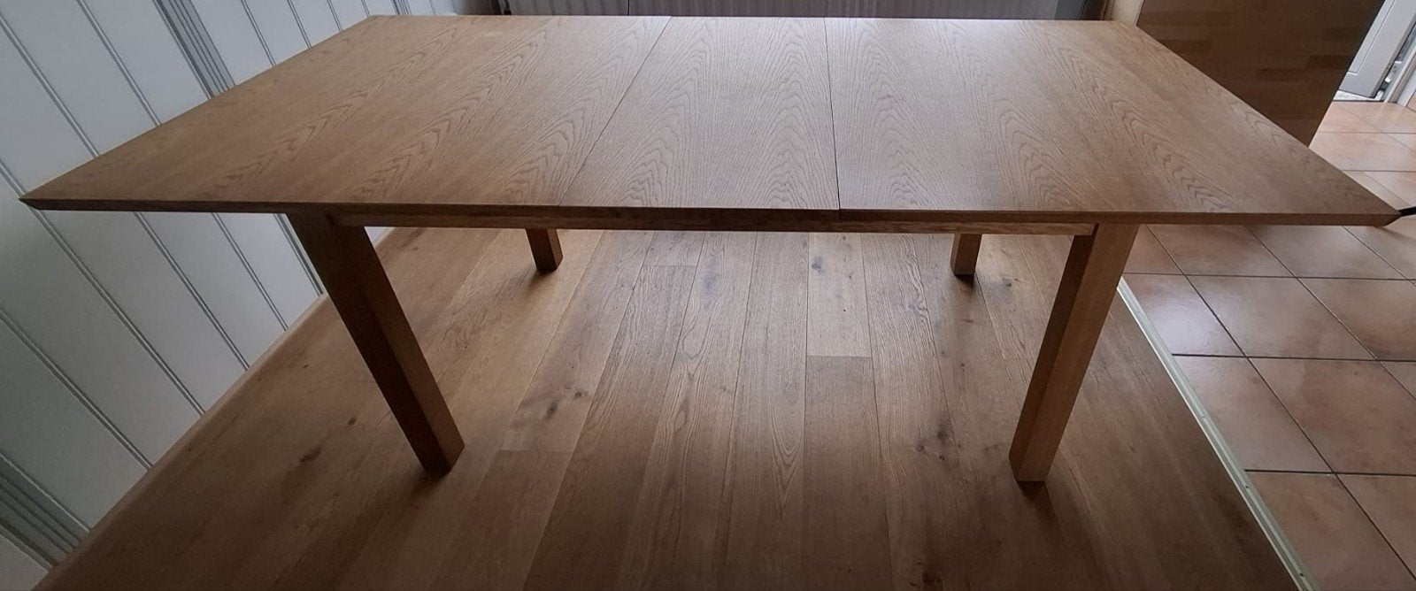 Foto 4 van Licht eiken eettafel met inlegplanken (160-240 cm)