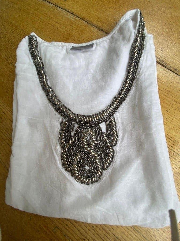 witte linnen blouse/tuniek, Ophalen, Wit, Maat 42/44 (L), Gedragen