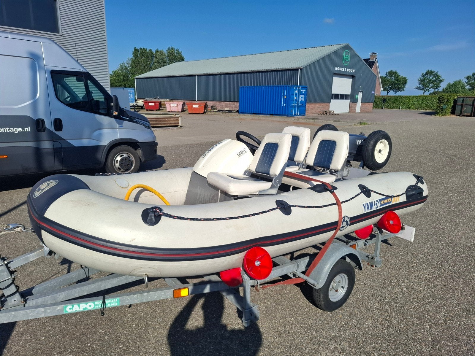 Yam 330s rubberboot compleet met trailer en motor, Ophalen, Afdekzeil, Yam
