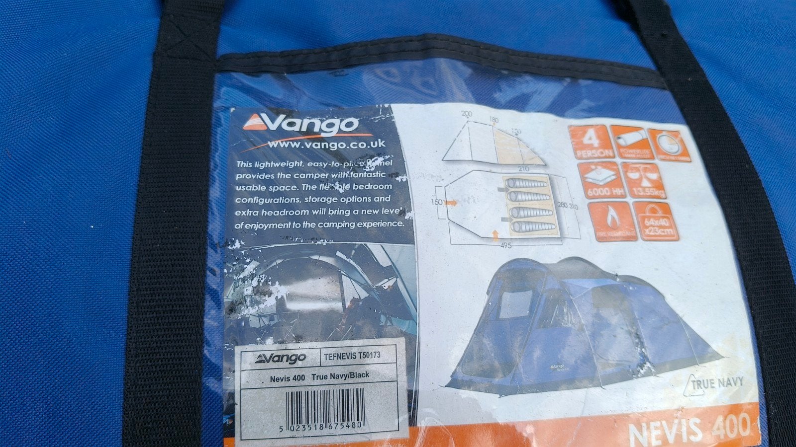 Vango Nevis 400 tent - 4 persoons, Caravans en Kamperen, Tenten, Ophalen, Gebruikt, Tot en met 4