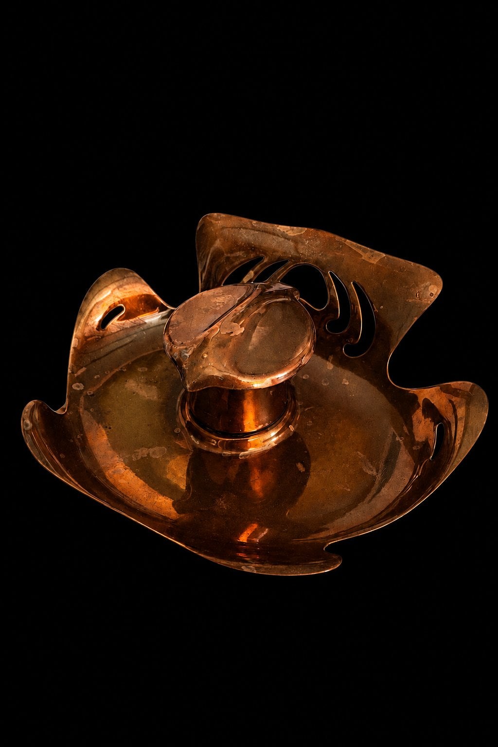 Sfeervolle antieke Art Nouveau / Jugendstil koperen inktpot, Antiek en Kunst, Ophalen of Verzenden