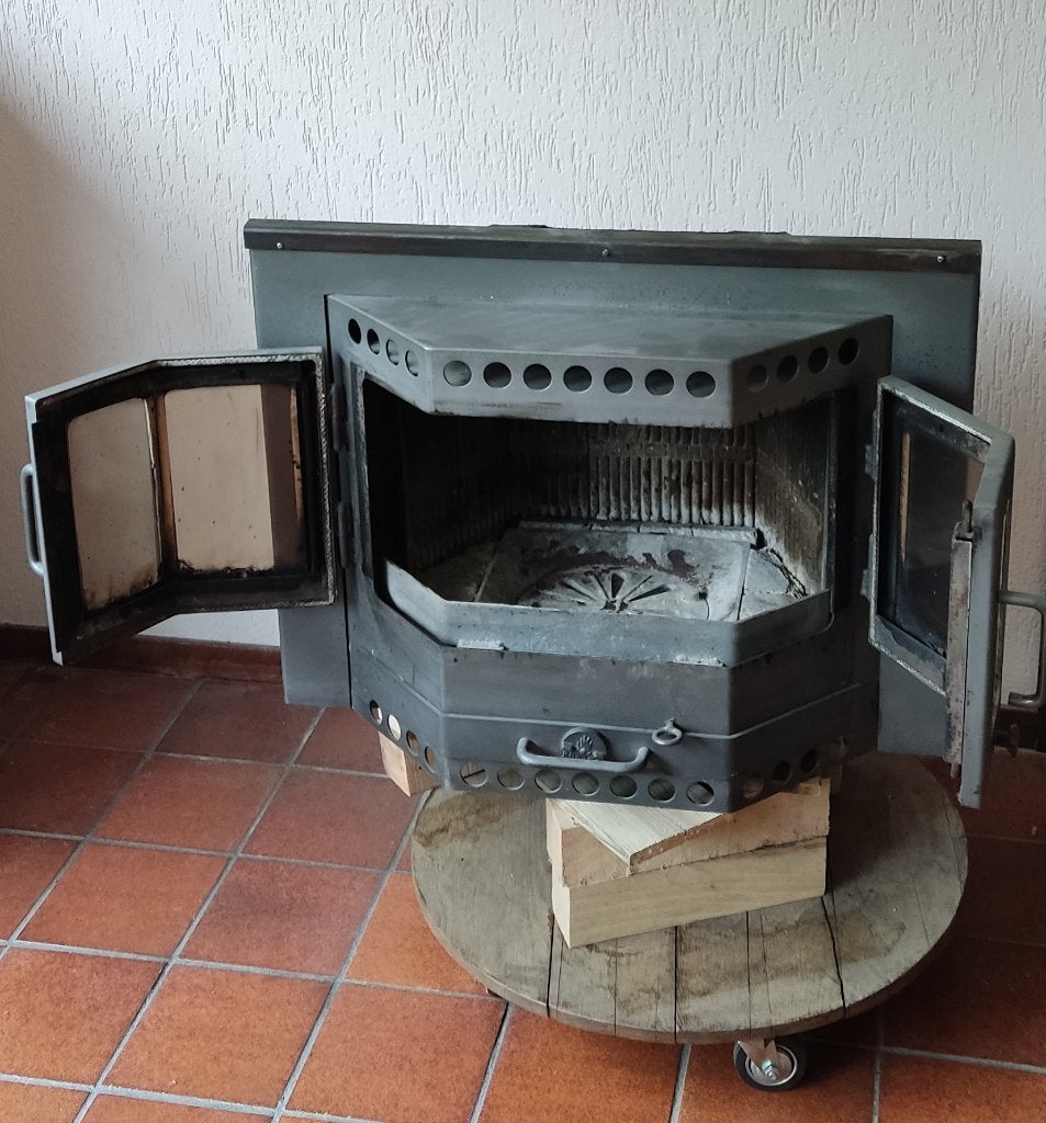 Barbas inzethaard met extra pijp en frame., Ophalen, Gebruikt, Inzethaard, Houthaard