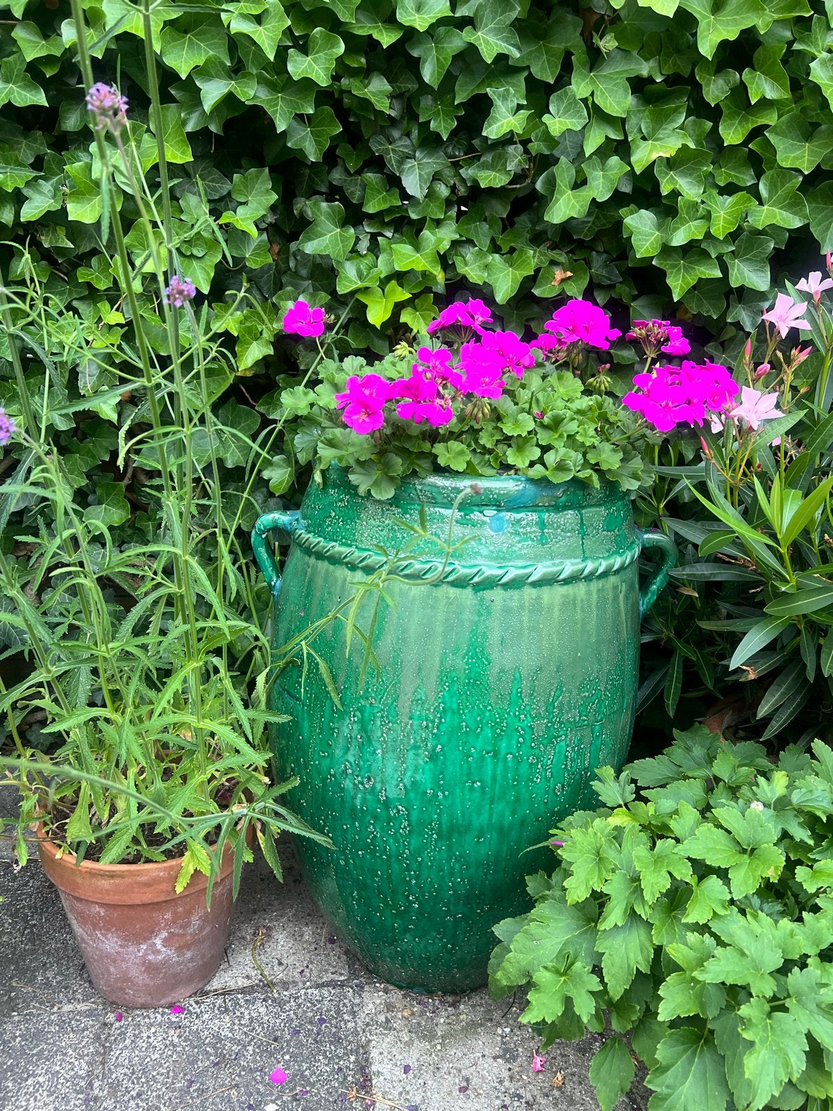 Grote Groene Bloempot/Vaas van EDG - 69 cm Hoog, Ophalen, 40 cm of meer, Rond, Binnen