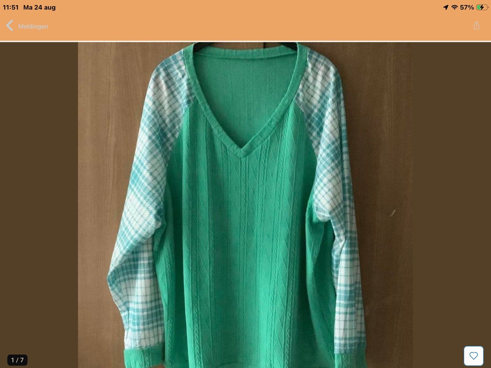 Groene trui met geruite mouwen - Maat.    3. X. L., Kleding | Dames, Verzenden, Nieuw, Maat 46/48 (XL) of groter, Groen