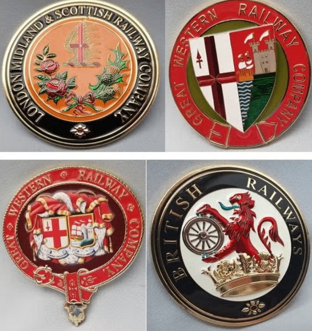 Set van 4 Britse spoorwegmaatschappij embleem badges, Verzenden, Zo goed als nieuw, Trein, Overige typen