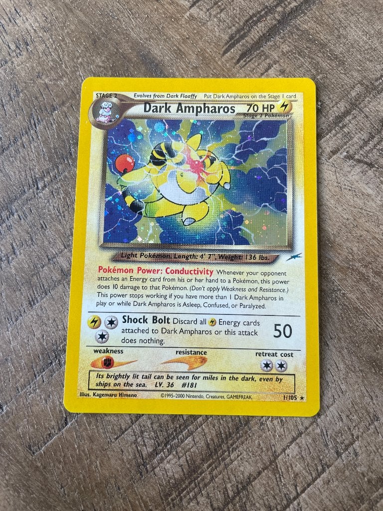 Dark Ampharos 1/105 – Neo Destiny Holo Pokémon kaart, Ophalen of Verzenden, Zo goed als nieuw, Losse kaart