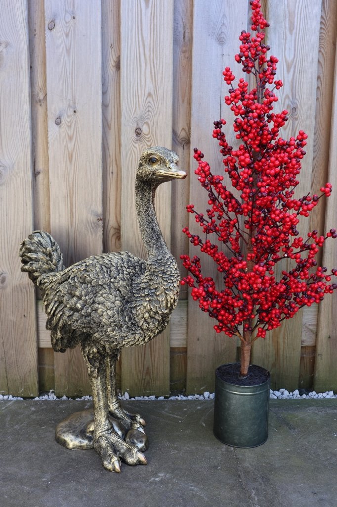 Struisvogel beeld goud 67 cm | tuinbeeld & woondecoratie, -, -, Nieuw, Kunststof