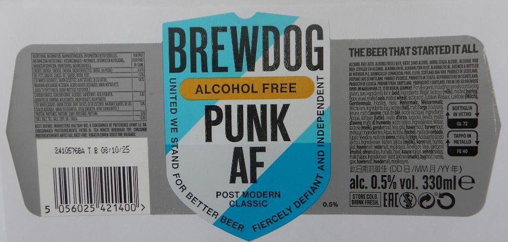 Bieretiket Schotland Punk Af Brouwerij Brewdog (12r9), Verzenden, Gebruikt, Overige typen, Overige merken