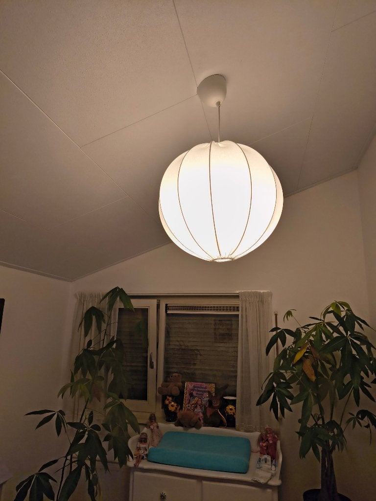 IKEA REGOLIT hanglampenkap, wit, 45 cm, Ophalen, Modern, Scandinavisch, E27 (groot), Textiel