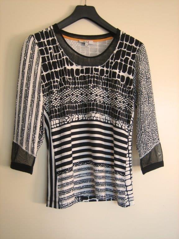Zeer mooi chique, speels zwart-wit shirt PULS 38 snazzeys, Maat 38/40 (M), Puls, Zwart, Nieuw