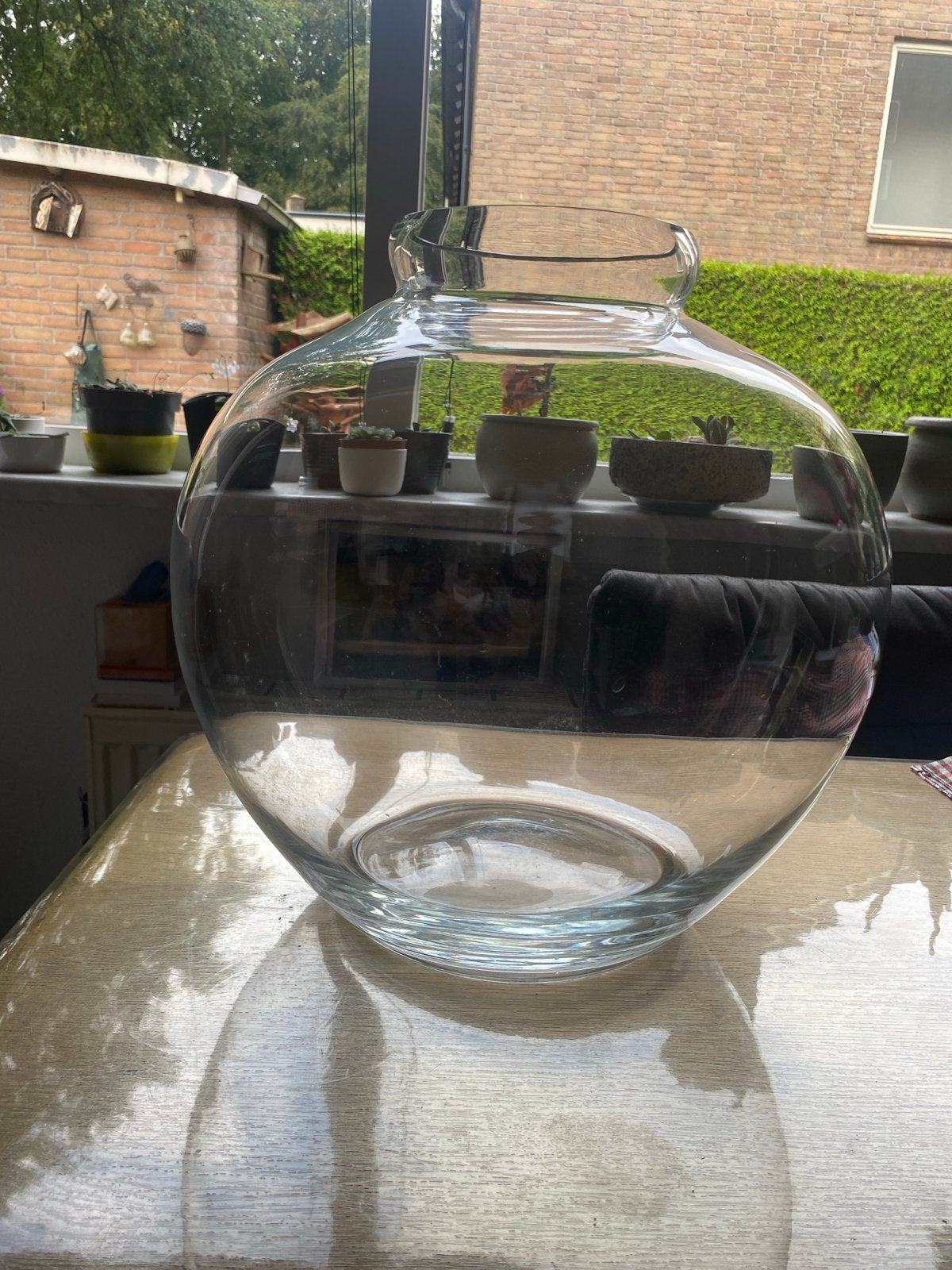 Grote glazen vaas/vissenkom, 37cm hoog, 38cm breed, Ophalen of Verzenden