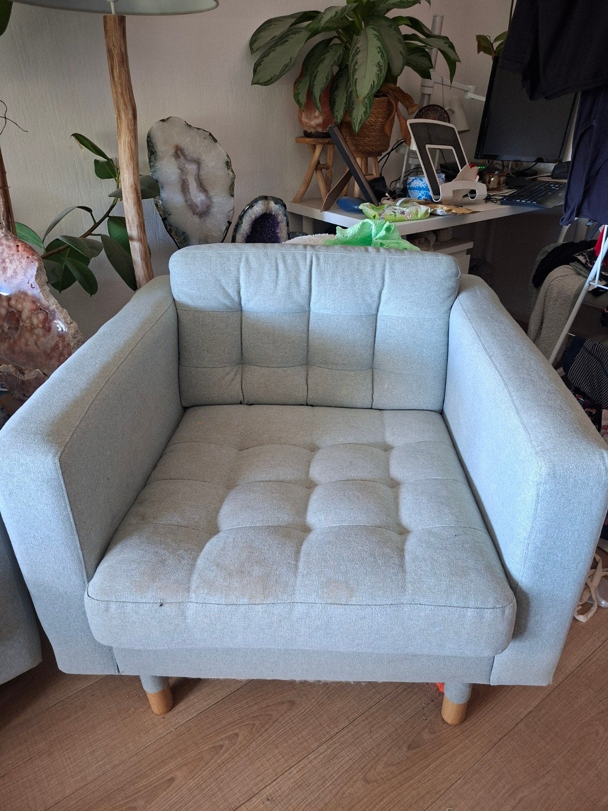 Comfortabele fauteuil - lichtgroen, Ophalen, Gebruikt, 75 tot 100 cm, 75 tot 100 cm