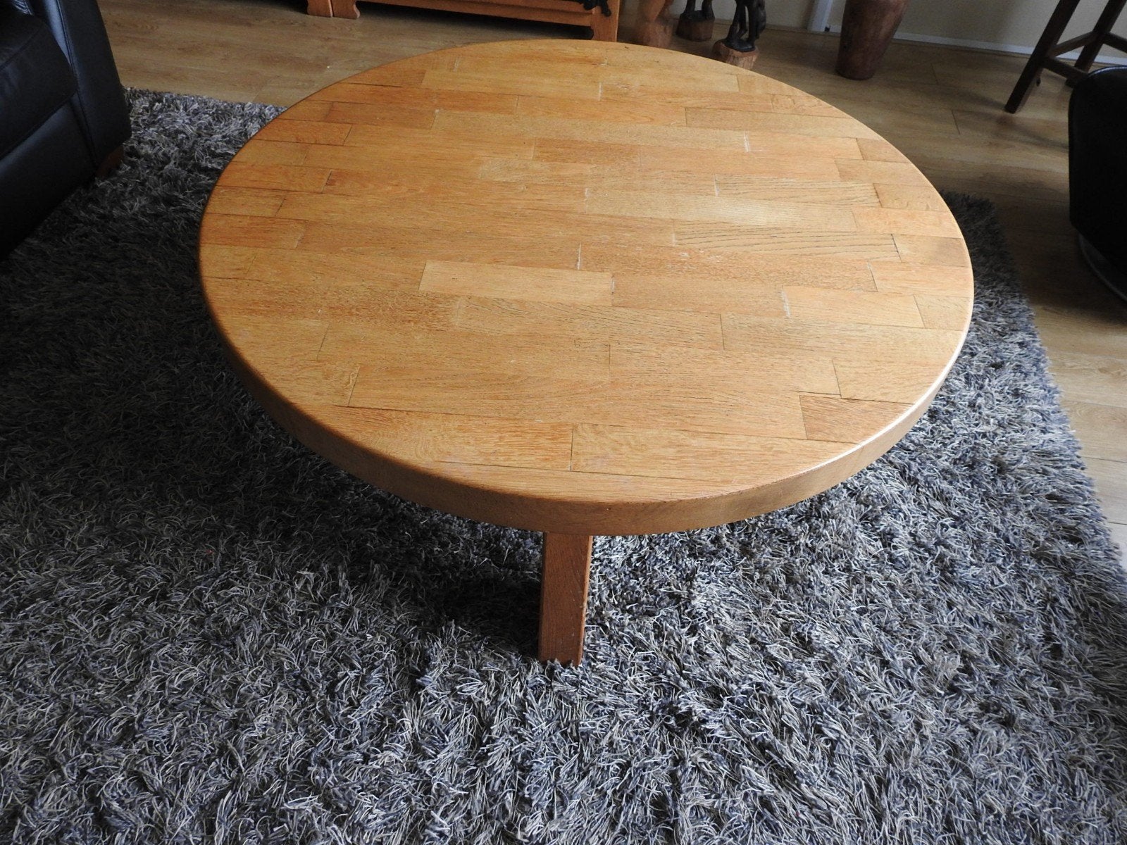 Massief eiken ronde salontafel Oisterwijk, diameter 116 cm, Ophalen, Gebruikt, Klassiek, 5 – 50