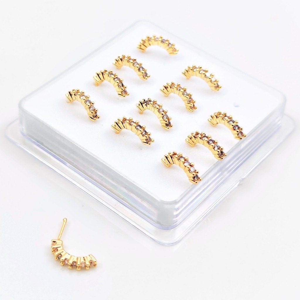 925 Sterling Gold Plated Neuspiercing met Zirkonia s, Birgitta-Gracht 33, 6465 EL Kerkrade, Nederland, Verzenden, Nieuw, Esde2
