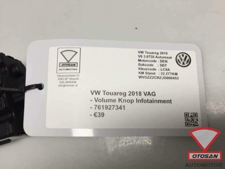 vw touareg 2018 volume knop infotainment 761927341, Gebruikt, Volkswagen, Volkswagen AG, Berliner Ring 2
38440  Wolfsburg, DE
