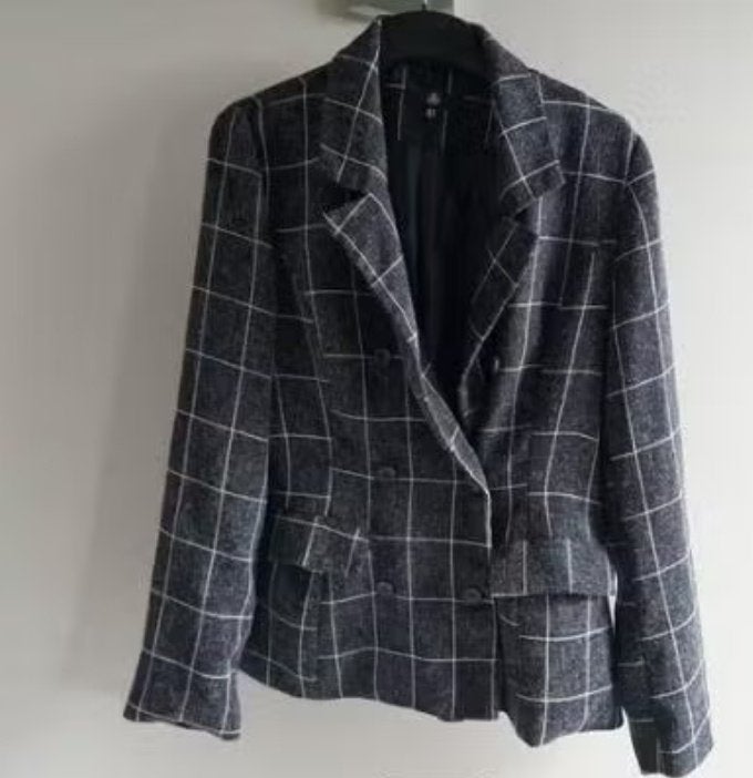 Missguided klassieke vintage retro Engelse ruit blazer blauw, Maat 38/40 (M), Blauw, Missguided, Ophalen of Verzenden