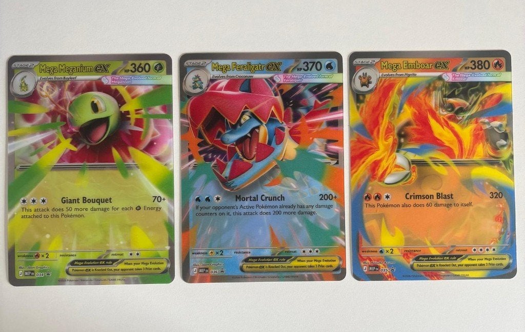 Pokémon Mega Evolution 3D Jumbo set 034-036, Hobby en Vrije tijd, Ophalen of Verzenden, Nieuw, Meerdere kaarten