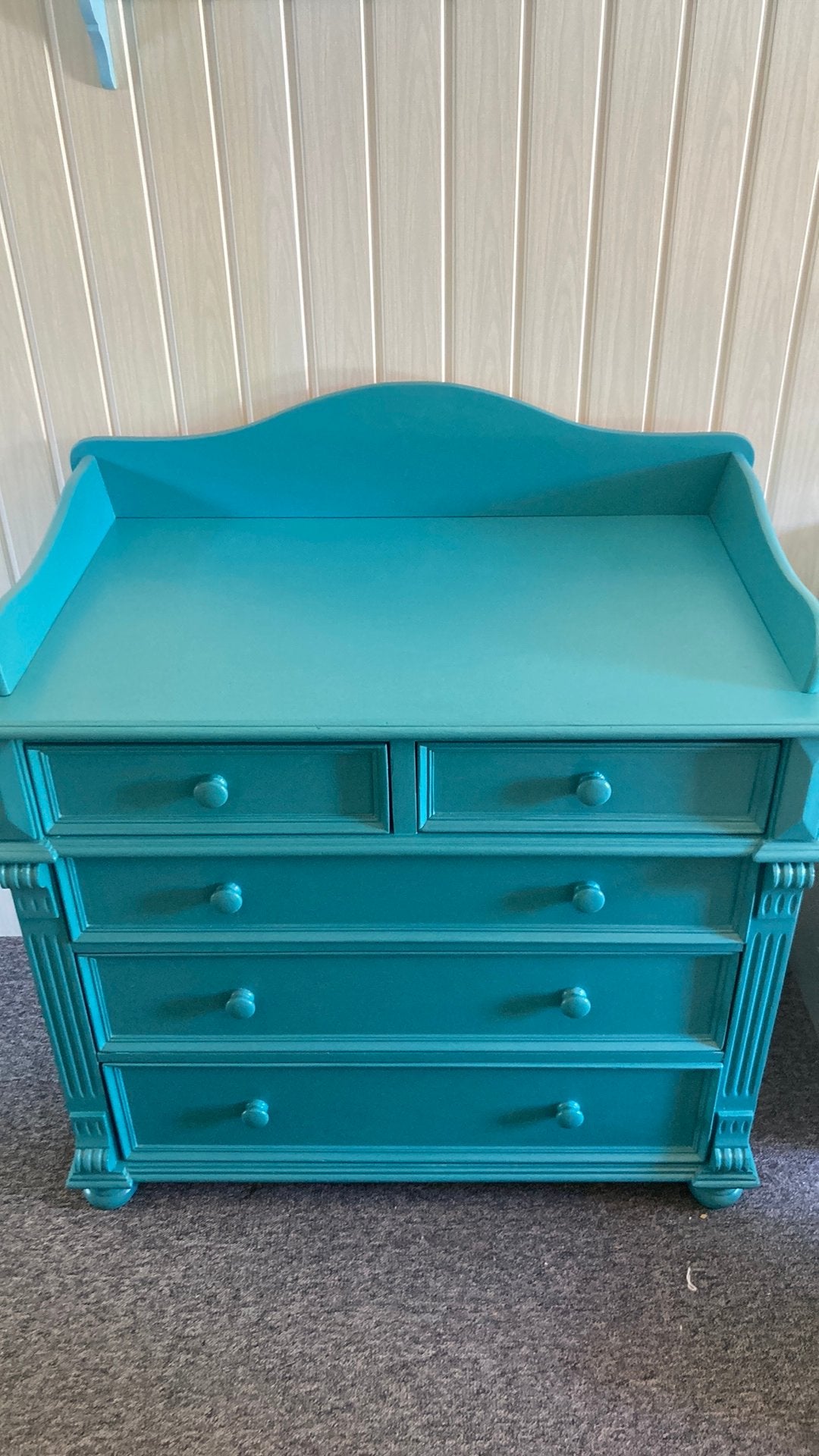 Volledig houten en degelijke turqoise commode kast, Ophalen, 50 tot 70 cm, 90 tot 105 cm, 100 cm of meer