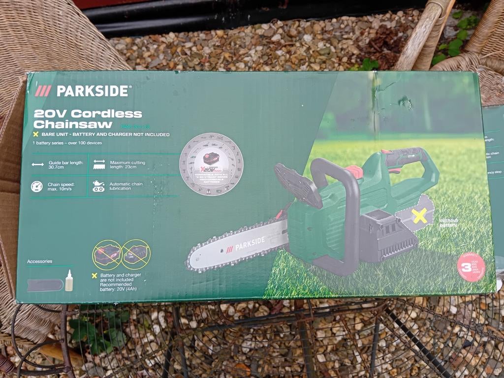 Parkside 20V Accu Kettingzaag - Nieuw in Doos, Tuin en Terras, Handzagen, Ophalen of Verzenden, Nieuw, Boomzaag, Parkside