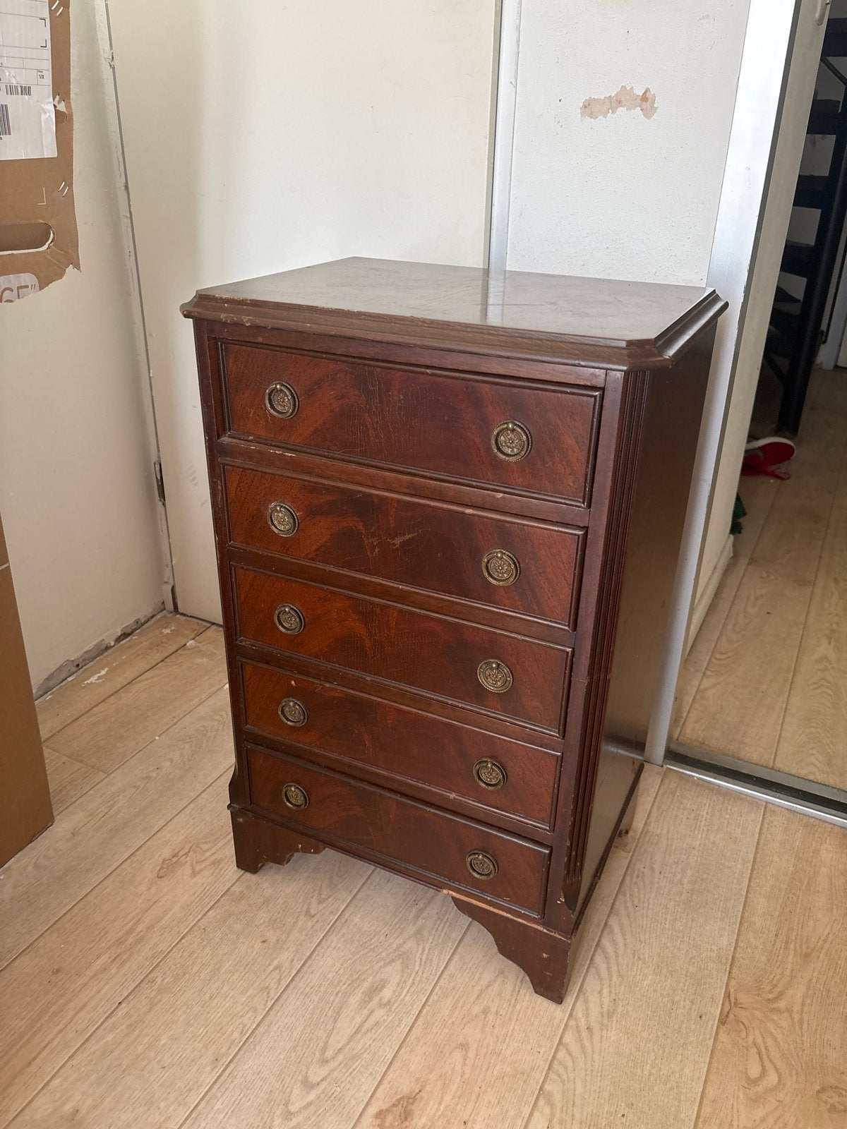 Vintage ladekastje met 5 laden, Ophalen, Minder dan 50 cm, Gebruikt, 5 laden of meer