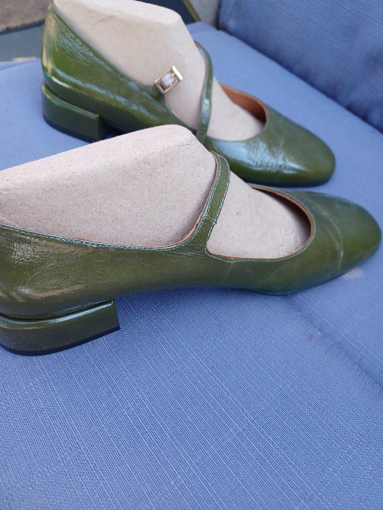 Groene lak Mary Jane schoenen, Schoenen met lage hakken, Angel Alarcon, Nieuw, Ophalen of Verzenden