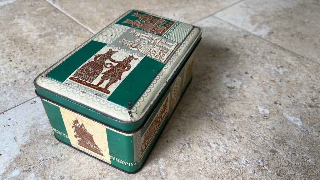 De Spar groen wit bruin blik 20x 11,5x 9cm hoog, Verzamelen, Ophalen of Verzenden, Overige