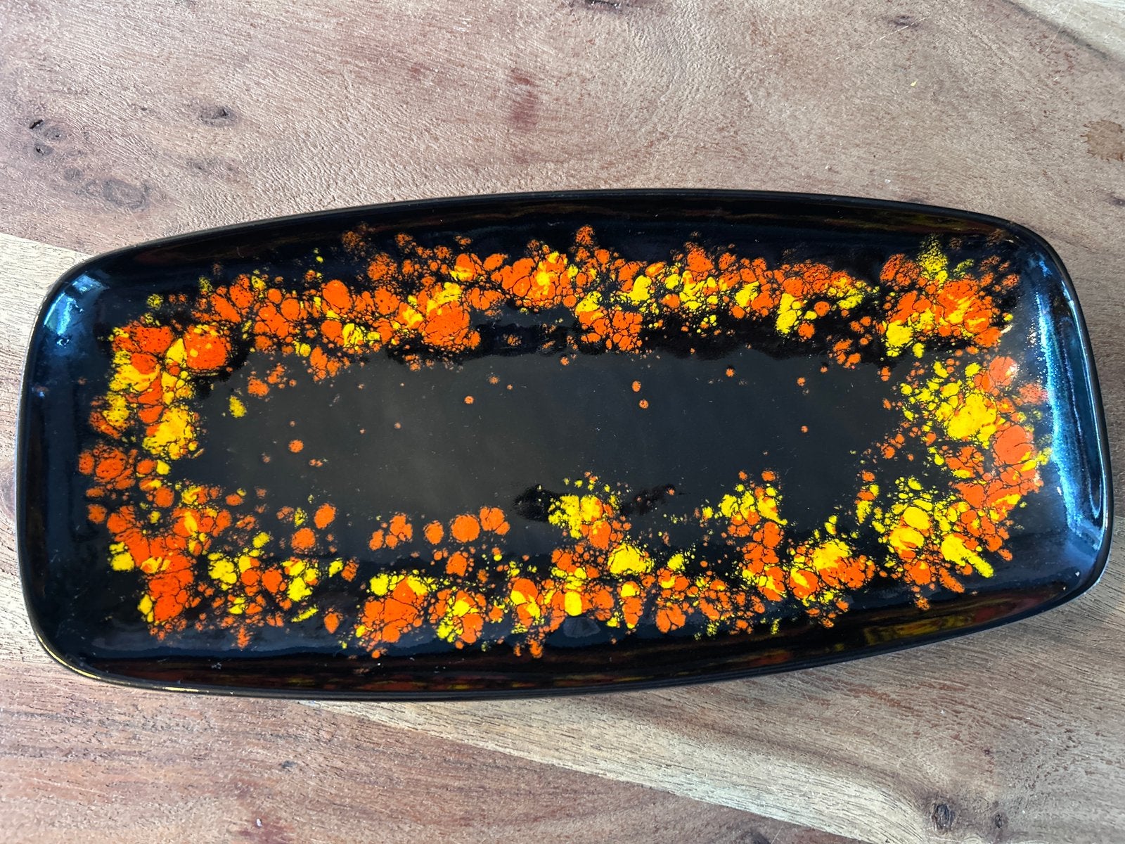Vintage jaren 70 serveerschaal tray: Fat Lava spetterpatroon, Ophalen of Verzenden, Gebruikt