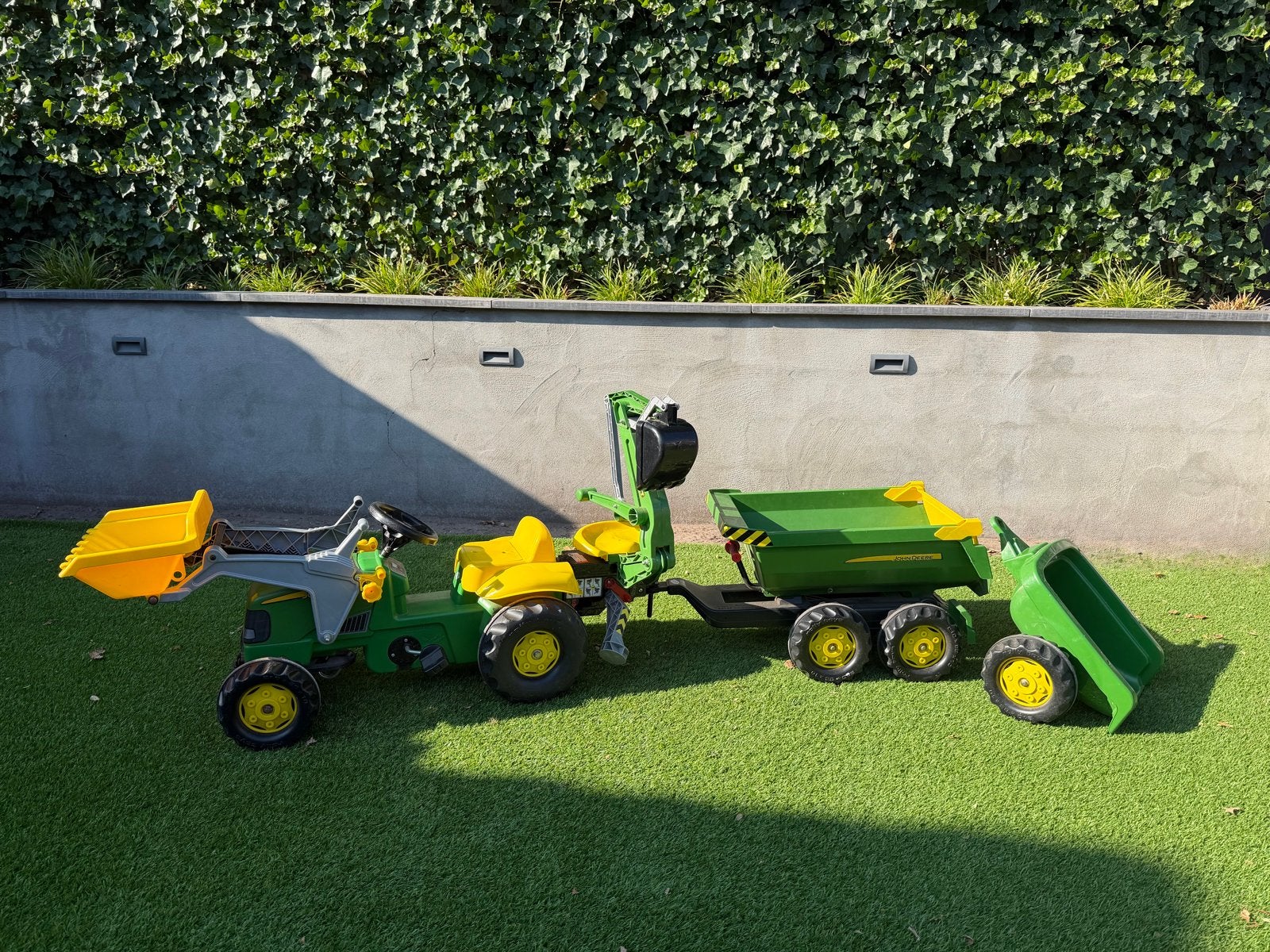 John Deere traptractor 2x aanhanger,voorlader en graafarm, Ophalen, Gebruikt, Trapvoertuig