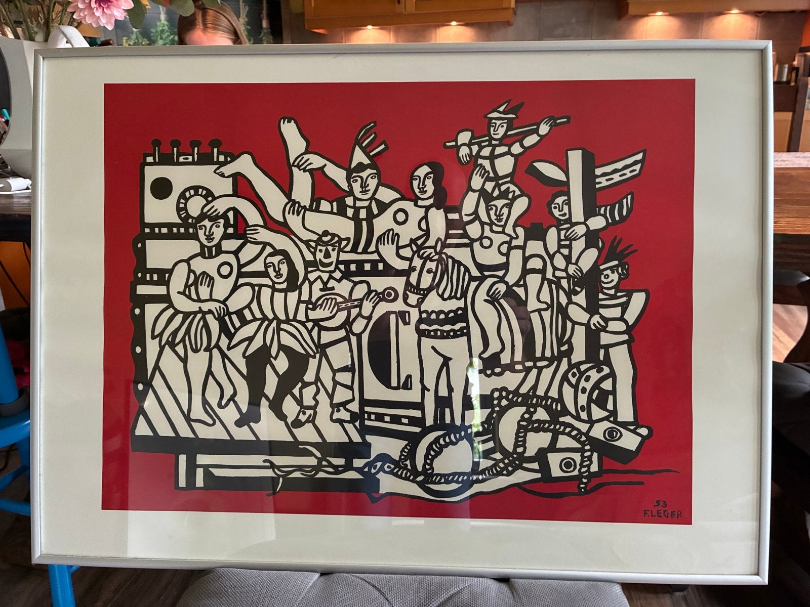 Litho van F. Leger - Levendige Scène met Figuren, Gesigneerd, Ophalen of Verzenden, Portret en Figuren, Lithografie