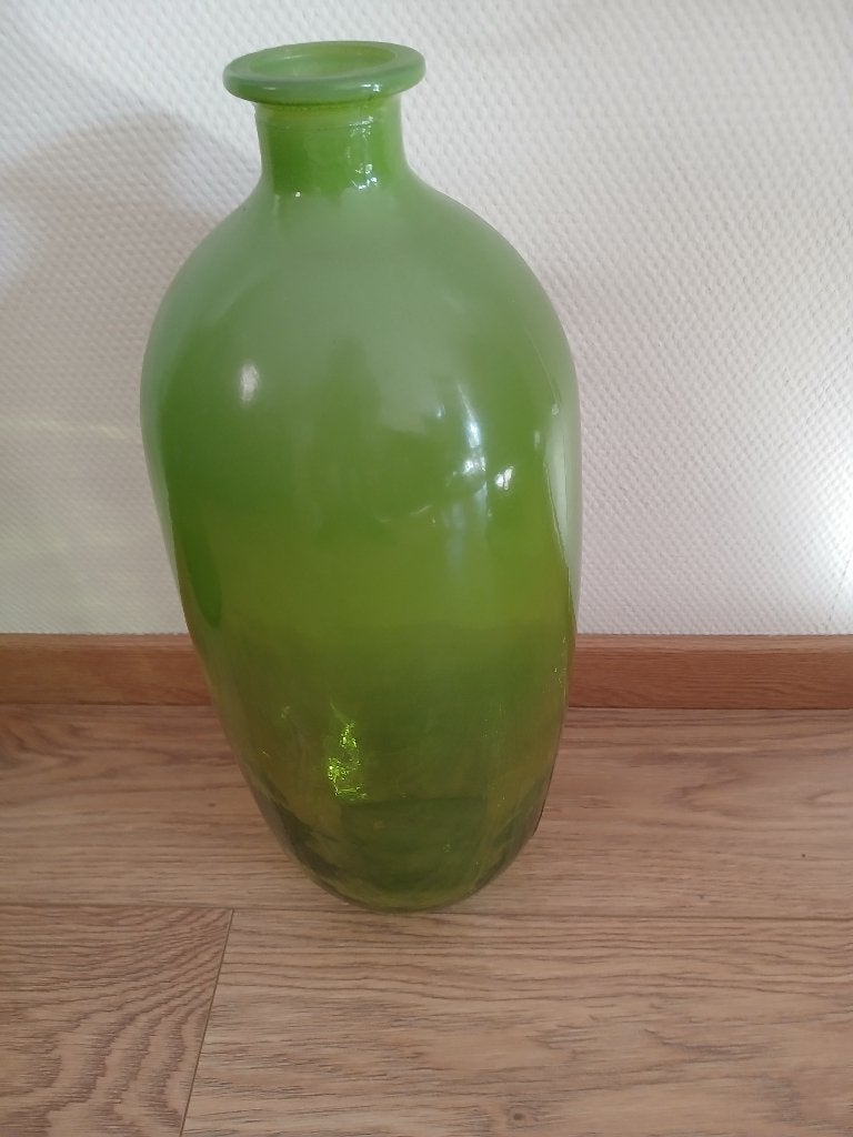 GROENE VAAS 45 cm hoog van glas, Ophalen, 45 cm, Groen, Glas