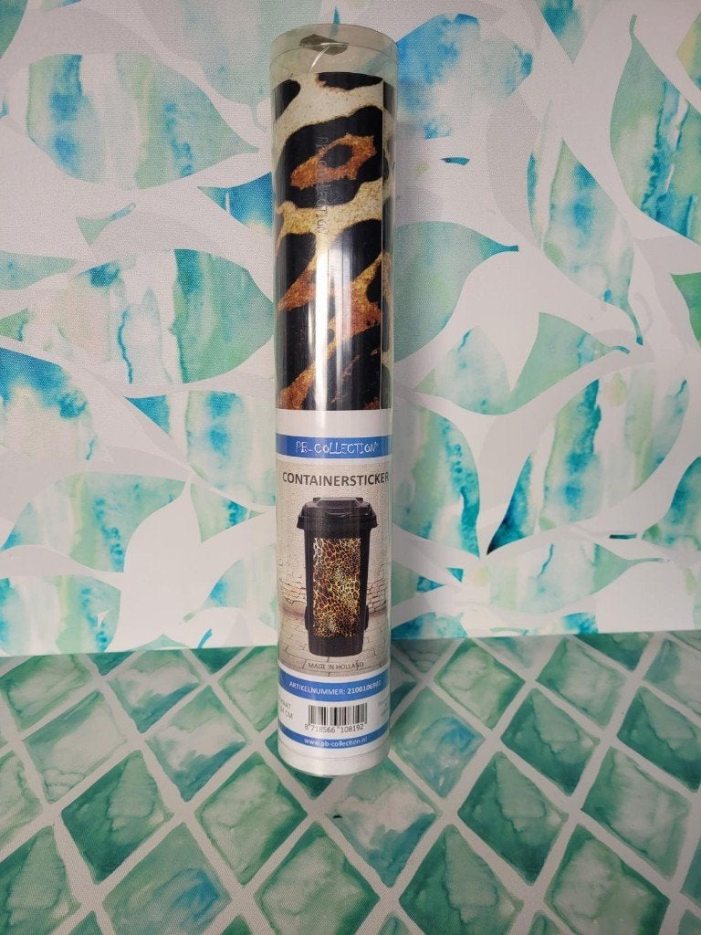 container / kliko sticker met luipaardprint. Merk PR, Huis en Inrichting, Woonaccessoires | Prullenbakken, Kunststof, ., Nieuw