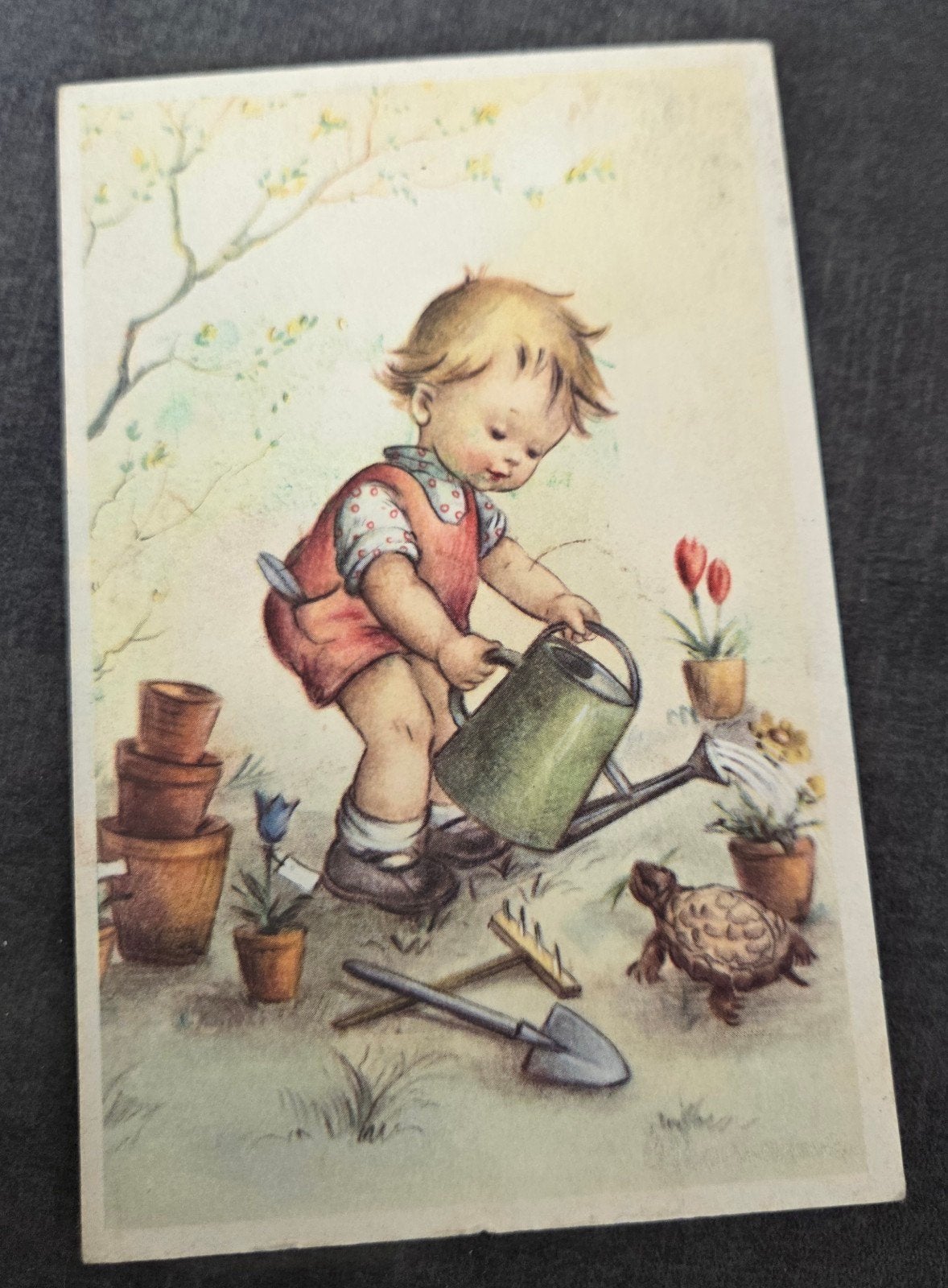 Kindje met Gieter en Schildpad, Verzenden, 1940 tot 1960, Ongelopen, Kinderen