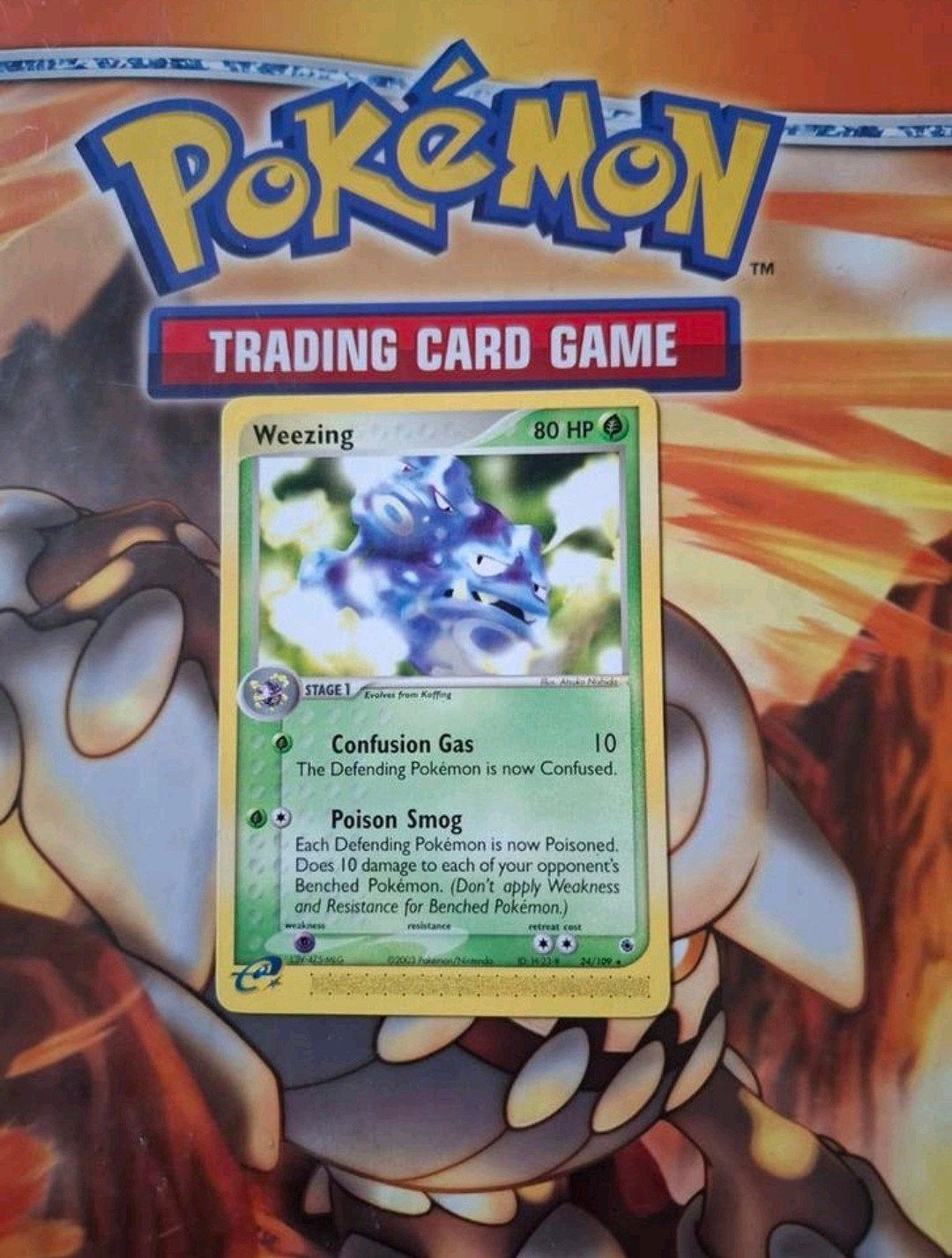 Weezing 24/109 rare Ex Ruby&Sapphire set pokemon kaart, Ophalen of Verzenden, Gebruikt, Losse kaart