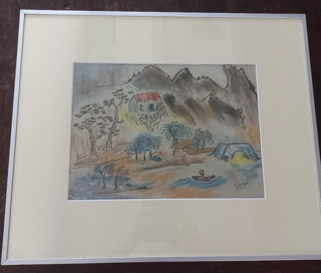 Krijttekening - Berglandschap, Ophalen