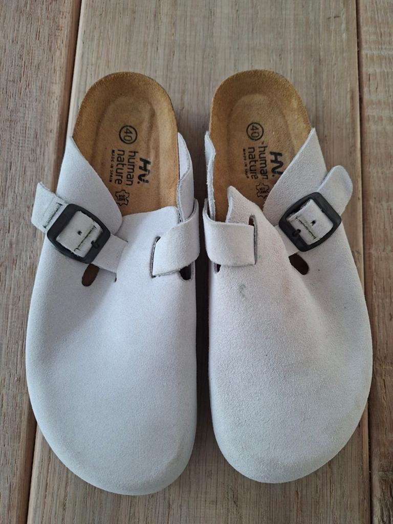 Human Nature Birkenstocks Maat 40 Lichtgrijs, Zo goed als nieuw, Grijs, Human Nature, Sandalen of Muiltjes