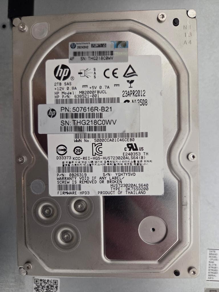 HP 2TB SAS disken 3.5", Computers en Software, Harde schijven, Intern, HP Hewlett Packard, Gebruikt, SAS