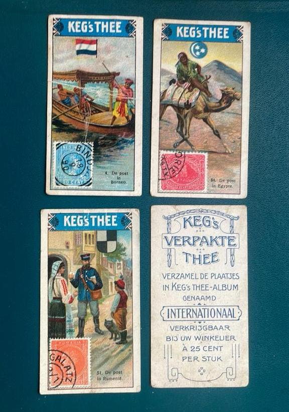 Lot  (4) reclame kaartjes Keg  ‘s thee uitgave, Ophalen of Verzenden, Gebruikt, Overige typen