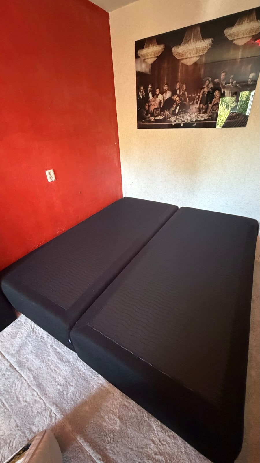 Karlsson Tweepersoons Boxspring Zwart - 180x200 cm, Huis en Inrichting, Slaapkamer | Bedden, Ophalen, Gebruikt, Zwart, Tweepersoons