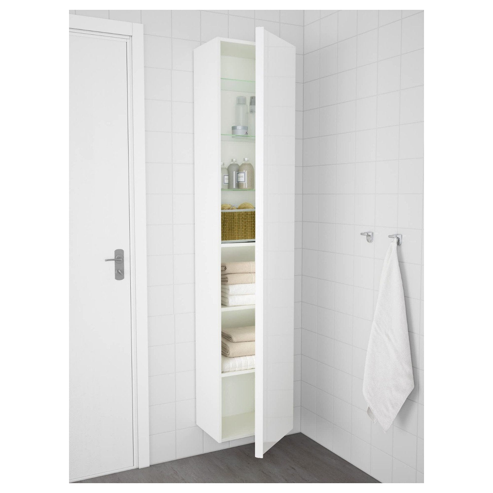 Witte (hoogglans) badkamerkast Ikea Godmorgon, Ophalen, (Half)hoge kast, Minder dan 50 cm, Gebruikt