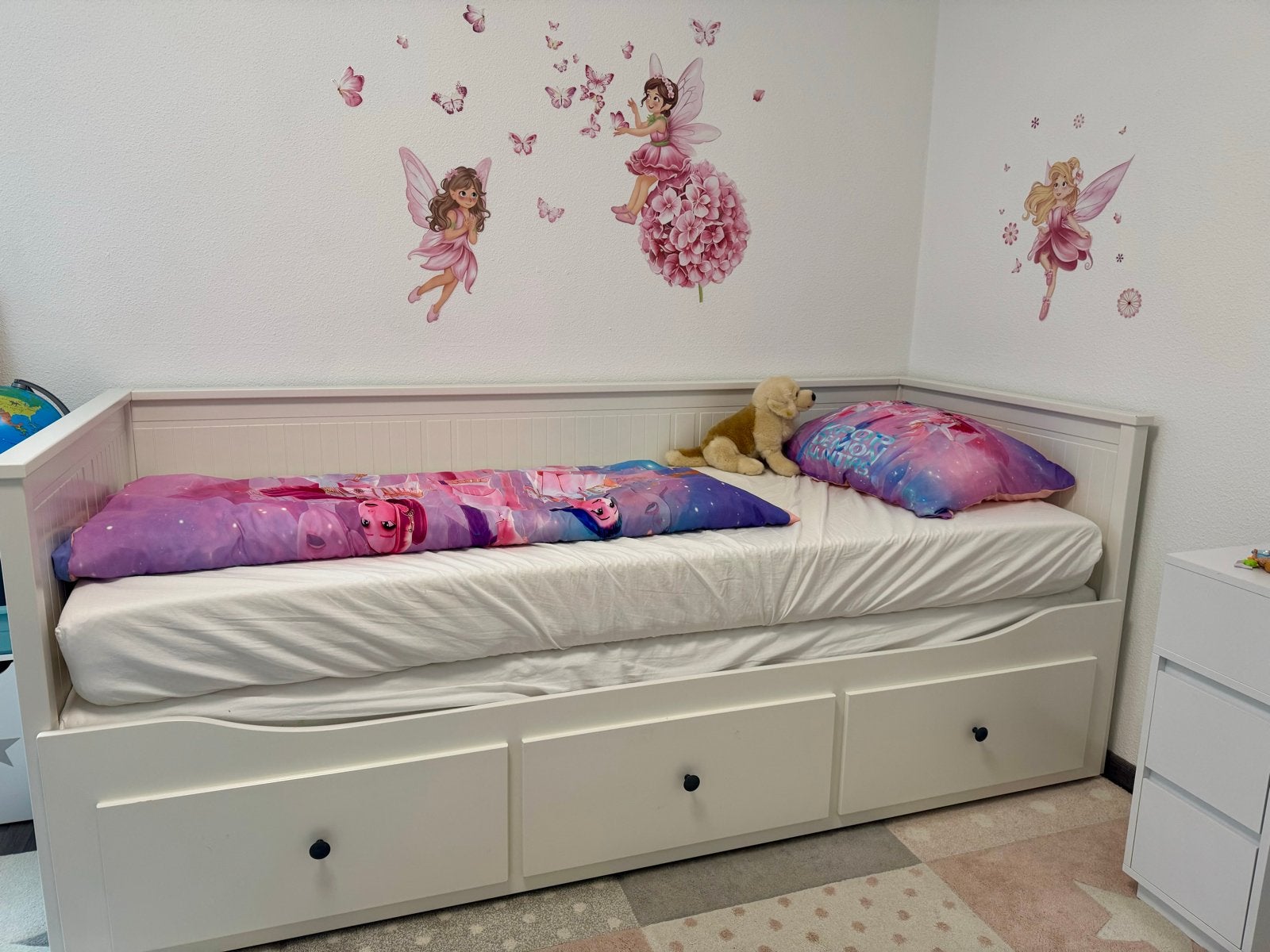 IKEA Hemnes Bedbank Wit (80/160x200) met 3 Lades + Matrassen, Ophalen, 70 tot 85 cm, Zo goed als nieuw, Matras