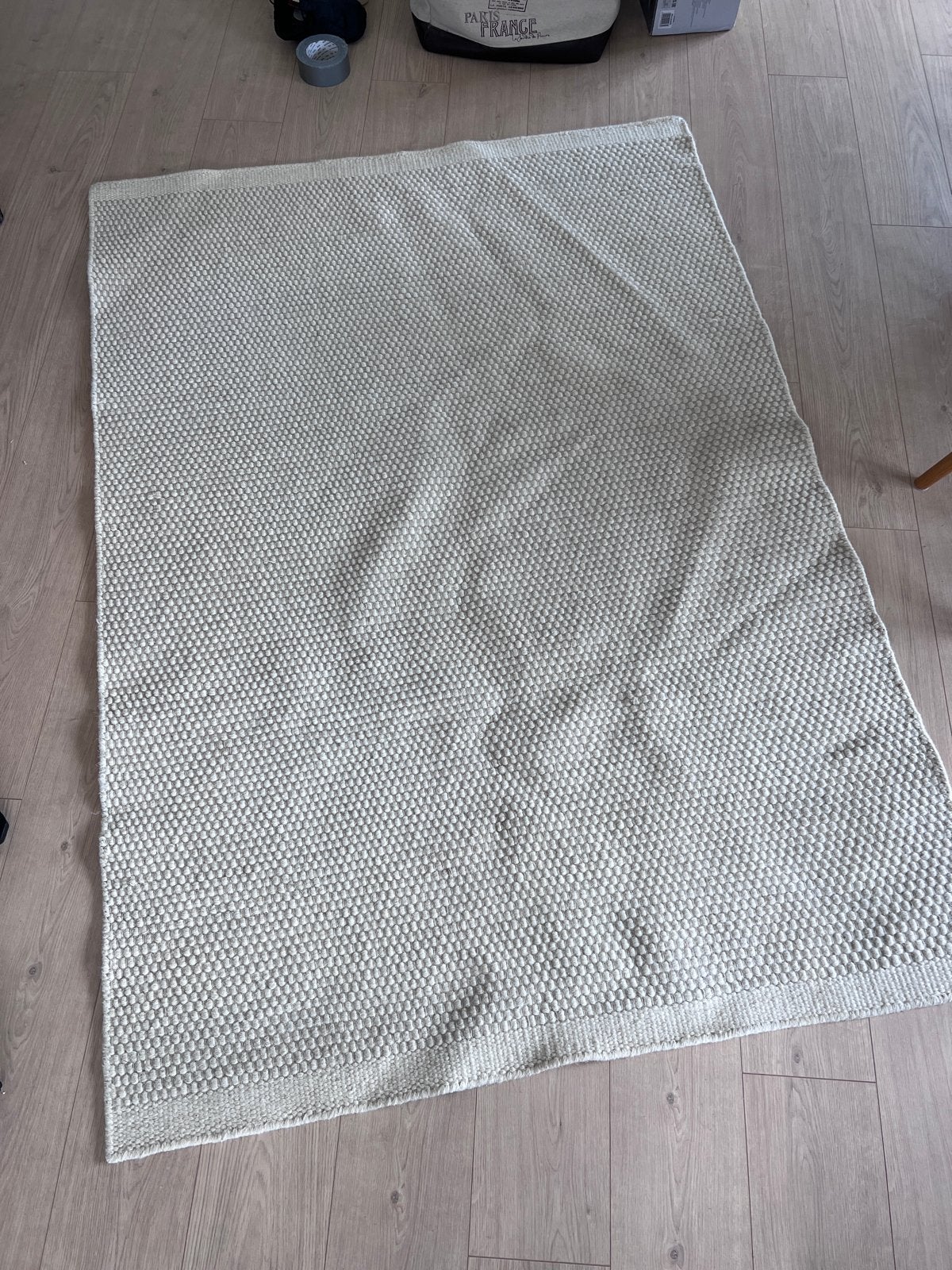 Benuta Pure Rocco Wit Wollen Vloerkleed - 140x200 cm, Ophalen, 100 tot 150 cm, Wit, Zo goed als nieuw