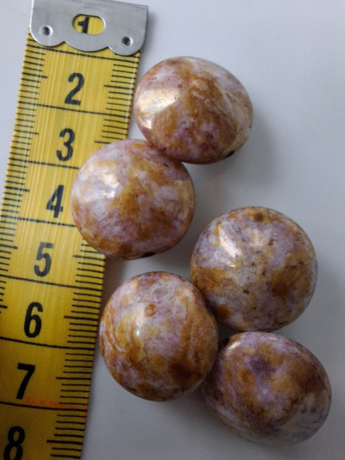 5 stuks grote glaskralen goud roze kralen, Kraal, -, -, Nieuw