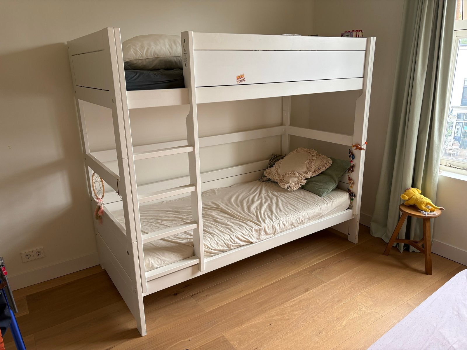 Lifetime Wit Stapelbed met Ladder, Ophalen, 90 cm, 160 tot 180 cm, Tweepersoons