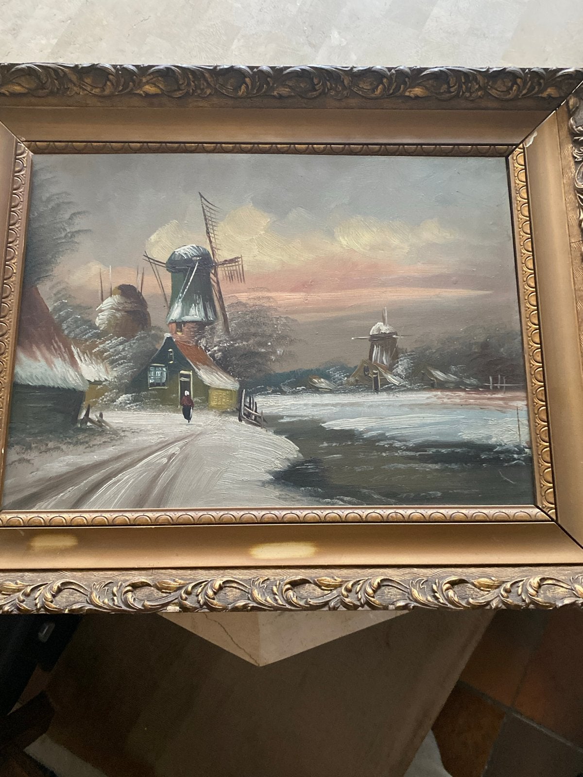 Schilderij Hollandse winter met molens en schaatsers, Antiek en Kunst, Kunst | Schilderijen | Klassiek, Doek, Ophalen of Verzenden